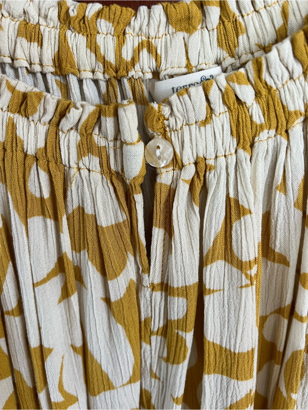Terra & Sky Amber Glow Floral Off-Shoulder Pleated Top View 2